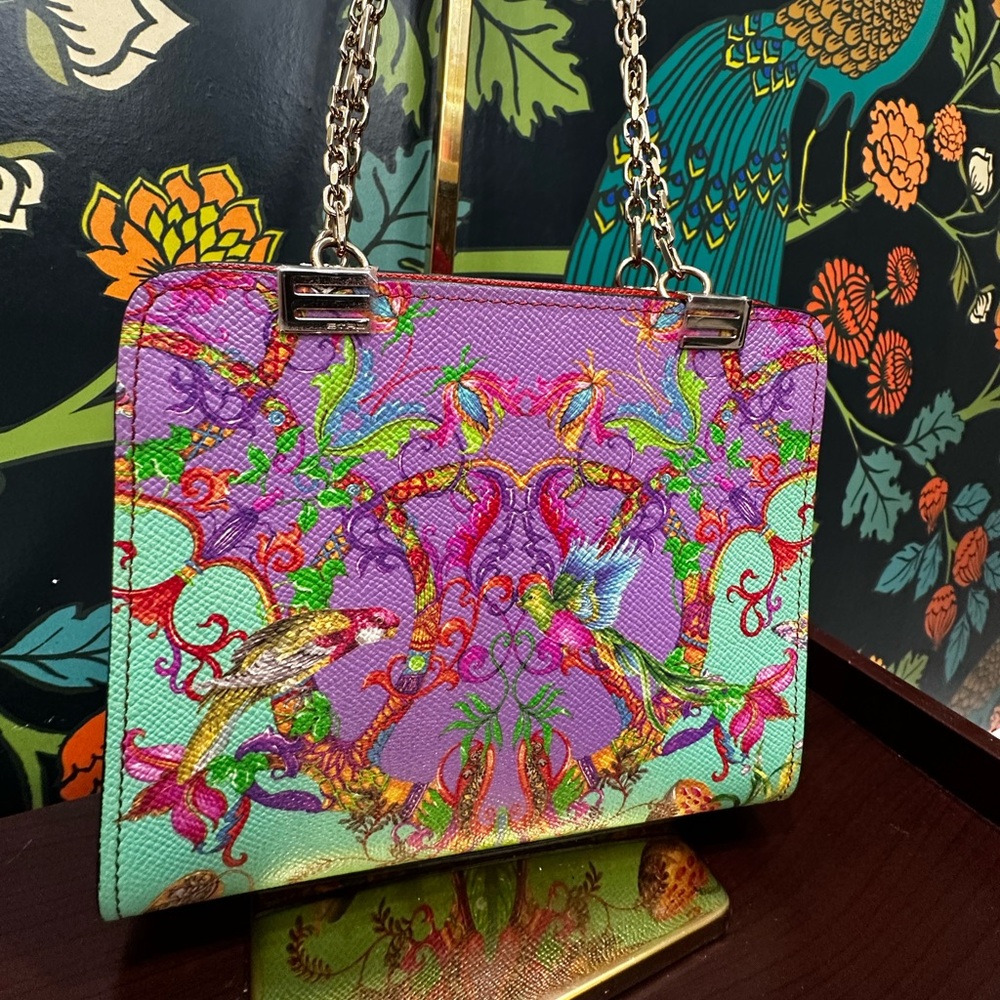 Etro Milano Birds & Baroque Print Leather Chain Bag – Made in Italy - Picture 5 of 15